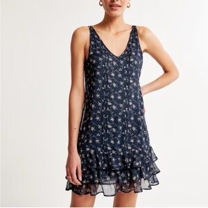 Abercrombie & Fitch Floral Mini Dress - Navy and Cream